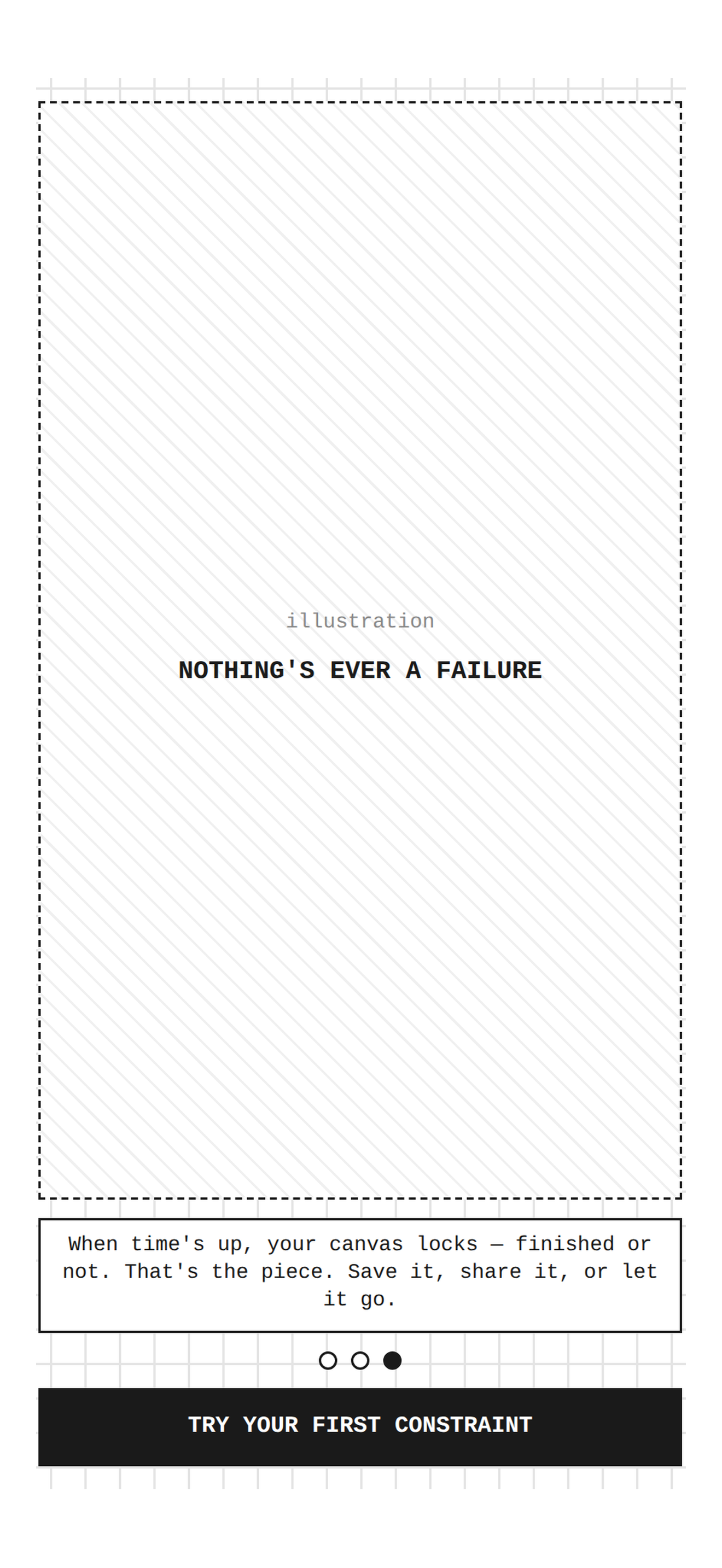 Onboarding: Nothing's ever a failure, locked stamp motif